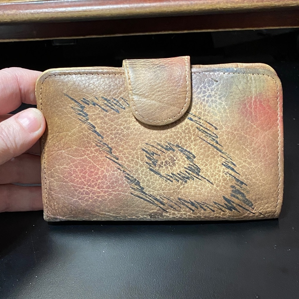 Vintage Sova hand painted Floral Leather small wallet - Picture 4 of 16